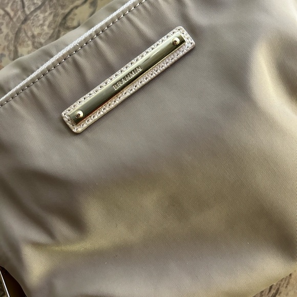 Brahmin Nylon Leather Crossbody Shoulder Hand BagTaupe & Cream - Picture 2 of 8